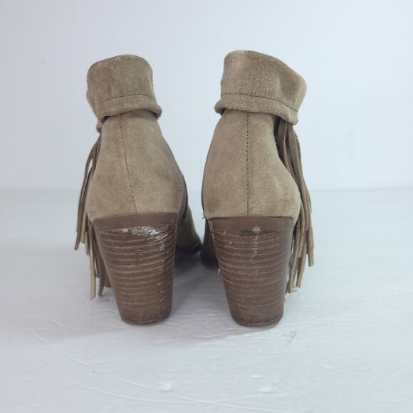 Jessica Simpson Tan Suede Leather Tassel Ankle Bootie Size 6.5 - Picture 3 of 9